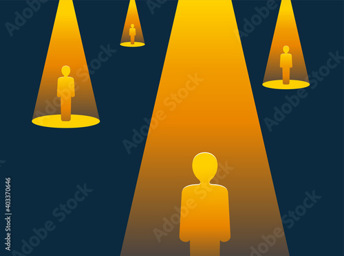 Highlighted chosen people in darkness