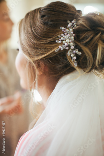 Wedding hairstyle. Beautiful hairstyle. Hairdressing.