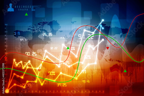 2d rendering Stock market online business concept. business Graph 