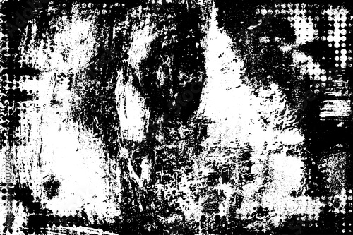 Wallpaper Mural Grunge texture is black and white. The background is made of dirt, chips, scuffs, and wear. Old vintage surface splattered with ink. Soiled backdrop template Torontodigital.ca