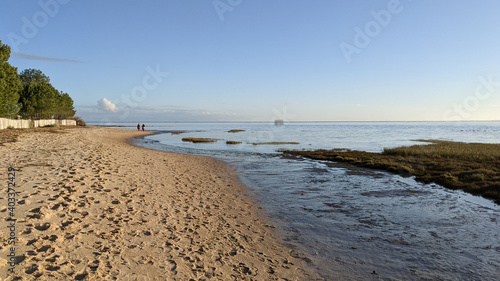 natural beach sand with sea water on Arcachon Bay in france