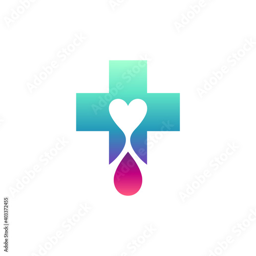 Blood donors logo. Medical care flat logo template