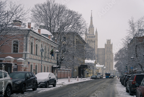 Bolshaya Nikitskaya Street after a snowfall photo