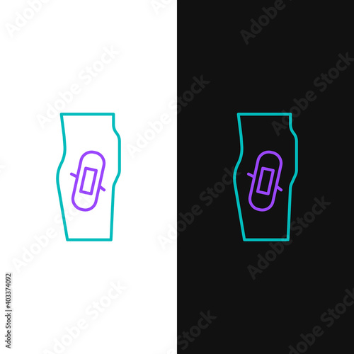 Line Plaster on leg icon isolated on white and black background. Colorful outline concept. Vector.