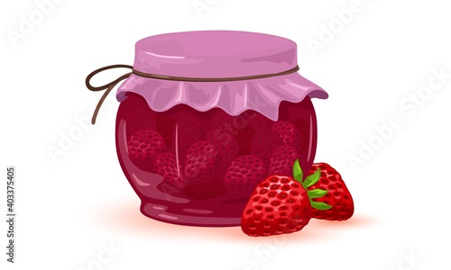 Natural fruit jam, sweet dessert, fruit in syrup, homemade delicious jelly. Vector marmalade made of summer harvest, vitaminized snack for tea idea isolated on white background