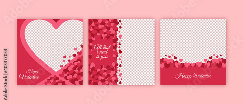 set valentine social media banner in flat design