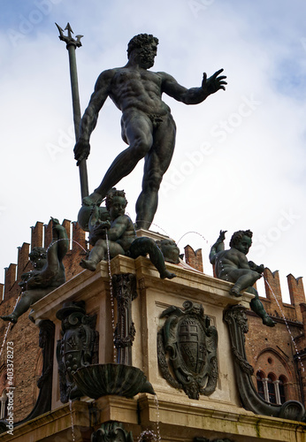 The Fountain of Neptune in Bologna, Italy 