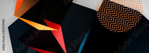 Low poly 3d geometric shapes, minimal abstract background. Vector illustrations for covers, banners, flyers and posters and other