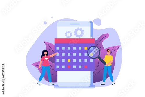 Effective workflow organization, teamwork process, deadlines respect, efficient workday concept. Vector illustration.