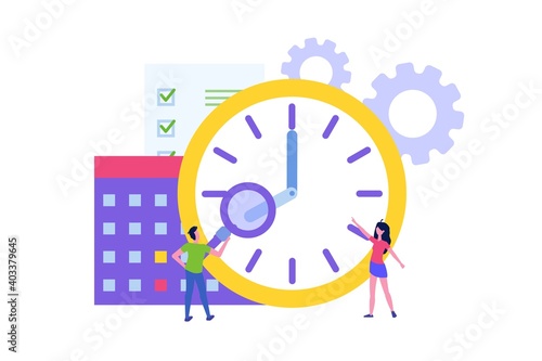Effective workflow organization, teamwork process, deadlines respect, efficient workday concept. Vector illustration.