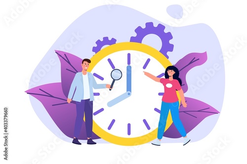 Effective workflow organization, teamwork process, deadlines respect, efficient workday concept. Vector illustration.
