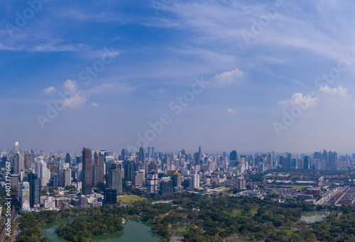 city of bangkok panoramic view on lumpini park
