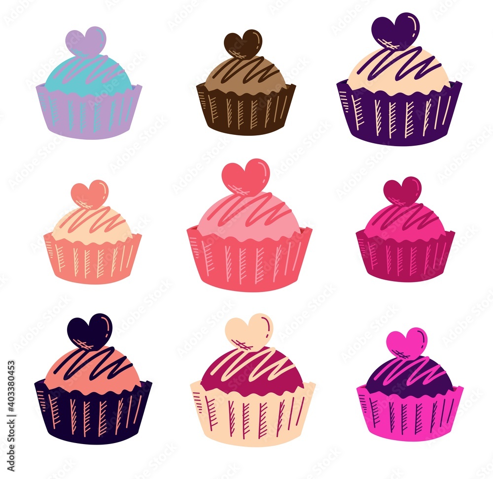 the Colorful Cupcakes with heart the Colorful Cupcakes with heart