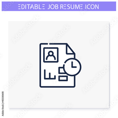 Chronological resume line icon. Career biography chronology. Personal recruitment information. Job search, employment, career growth concept. Isolated vector illustration. Editable stroke