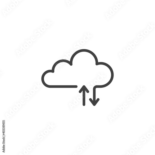 Download upload cloud line icon. linear style sign for mobile concept and web design. Cloud computing transfer outline vector icon. Symbol, logo illustration. Vector graphics