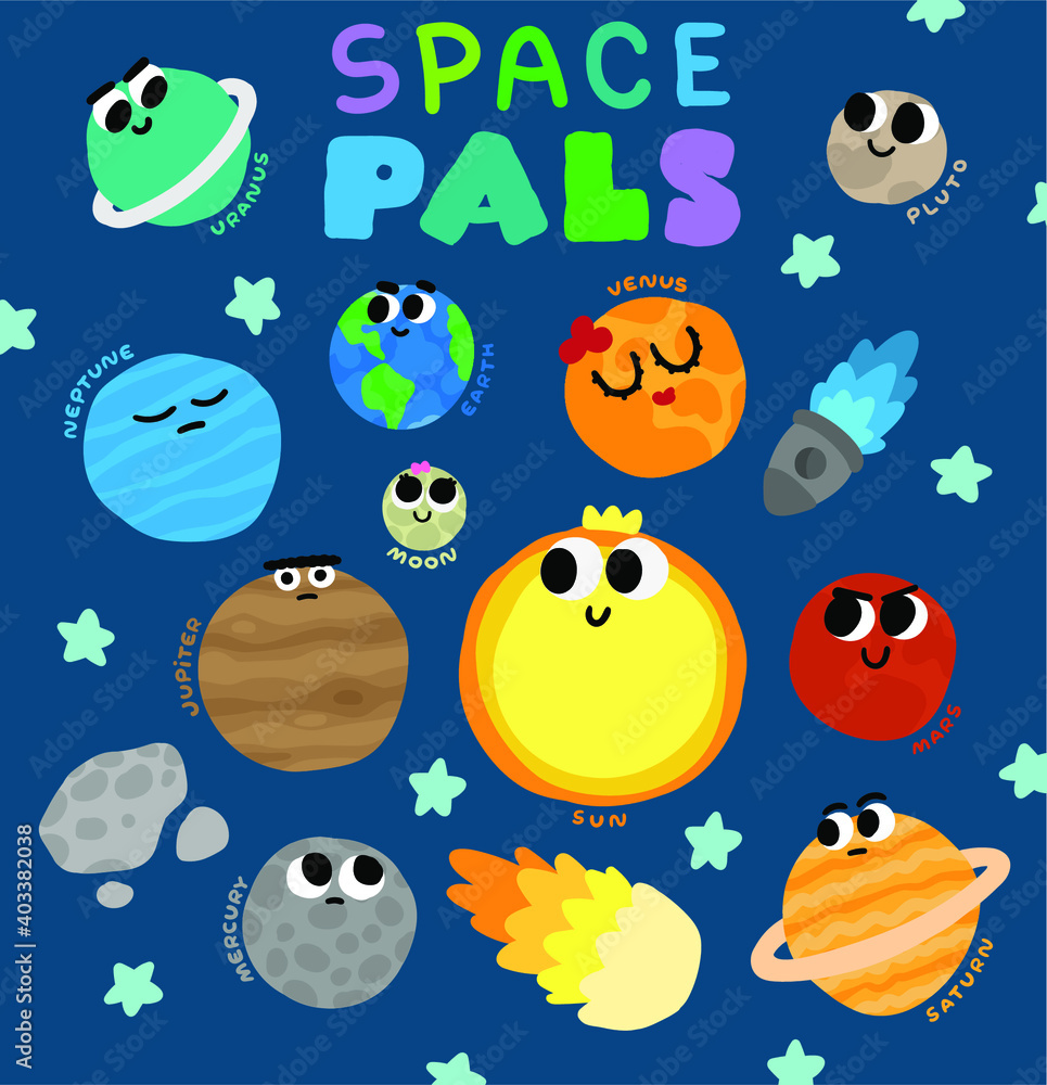 A set of celestial bodies. Can be used as stickers or icons in the app A set of celestial bodies. Can be used as stickers or icons in the app