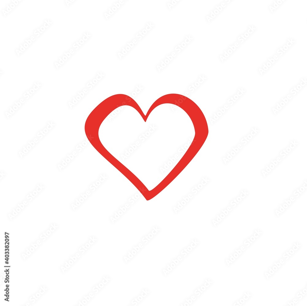 Heart icon isolated on white background, flat design pattern, Valentine's Day symbol