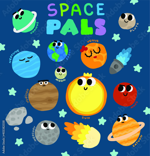 A set of celestial bodies. Can be used as stickers or icons in the app