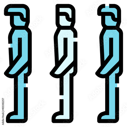 Physical distancing icon for web element , webpage, application, card, printing, social media, posts etc.