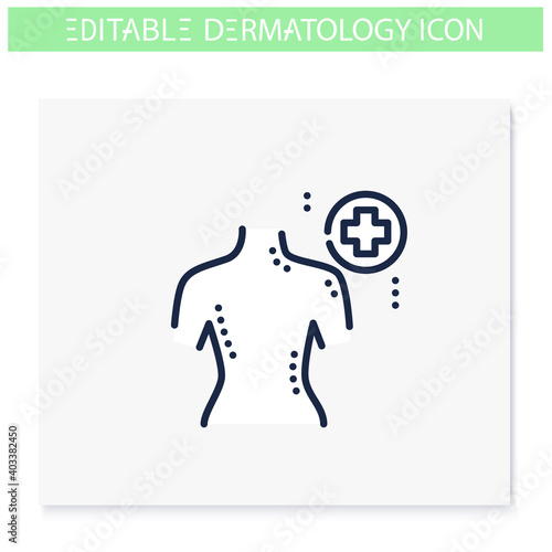 Skin cancer line icon. Skin problem, dermatologic disease. Melanoma, malignant tumor. Skincare, cosmetology, medicine. Health and beauty concept. Isolated vector illustration. Editable stroke 