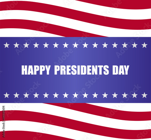 president day banner, blue background and red stripes, white stars, usa flag