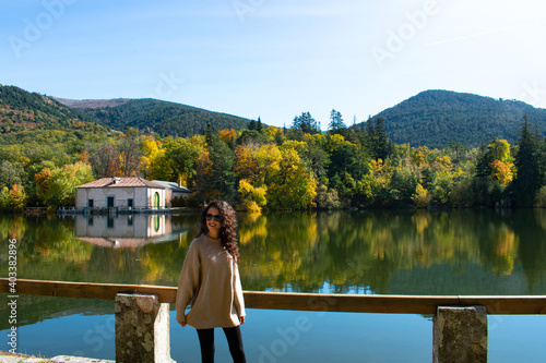 Girl with autumn colors at the San Ildefonso Farm. photo