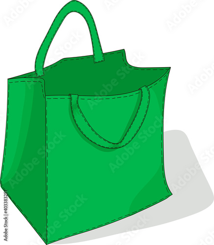 Empty fabric shopping bag. Cartoon style vector illustration.
