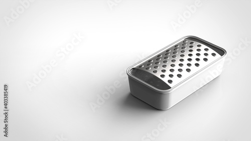 grater and tray white background one right angled 3D Render