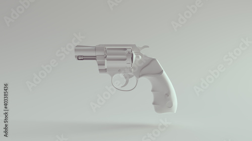 White Snub Nosed Pistol 3d illustration render photo