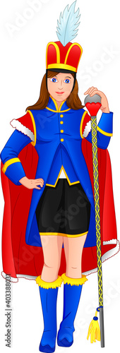 cute girl wearing a marching band leader costume