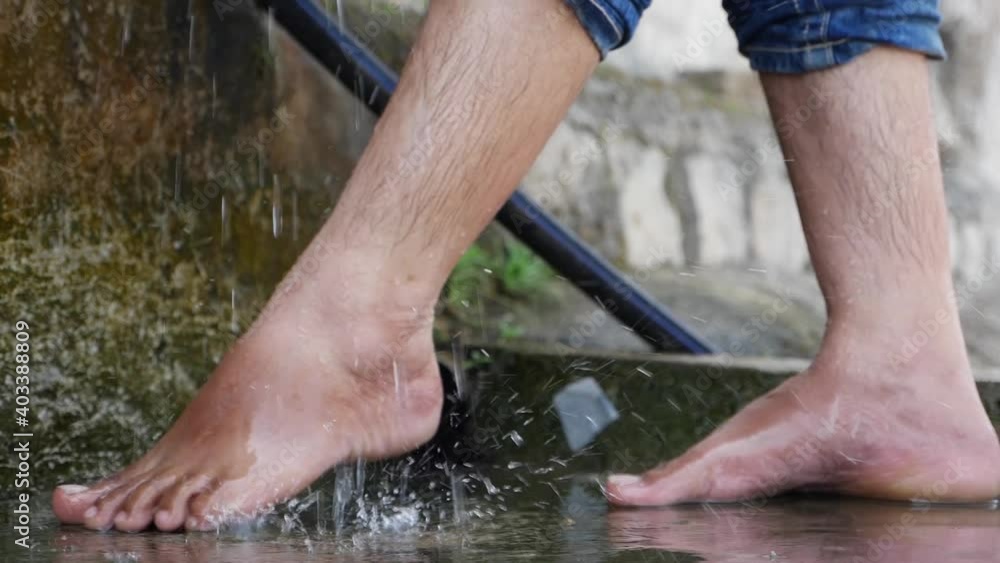 Foot wash at Hindu temple