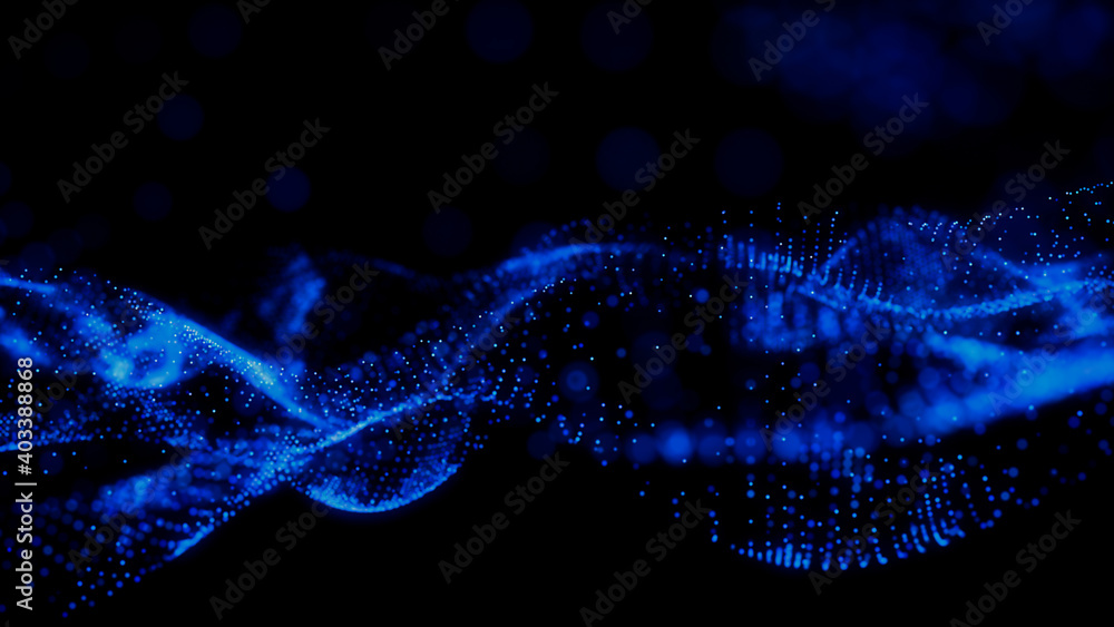 Medical Innovation concept. Scientific information represented as a High Tech Futuristic Particle Network. Abstract background. 3D render Medical Innovation concept. Scientific information represented as a High Tech Futuristic Particle Network. Abstract background. 3D render