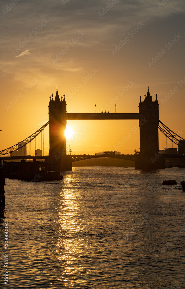 Sunrise over Tower Bridge, London