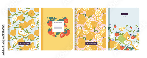 Vector illustartion templates cover pages for notebooks, planners, brochures, books, catalogs. Flruits wallpapers