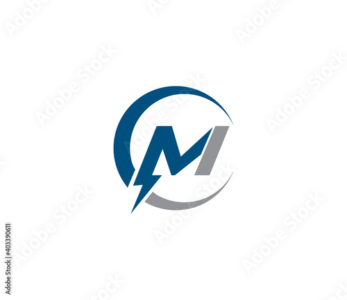 M Electric Energy Power Logo Design Company Concept