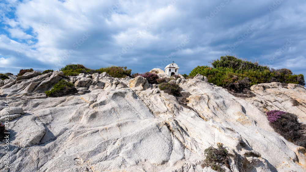 Old shrine on rocks in Greece