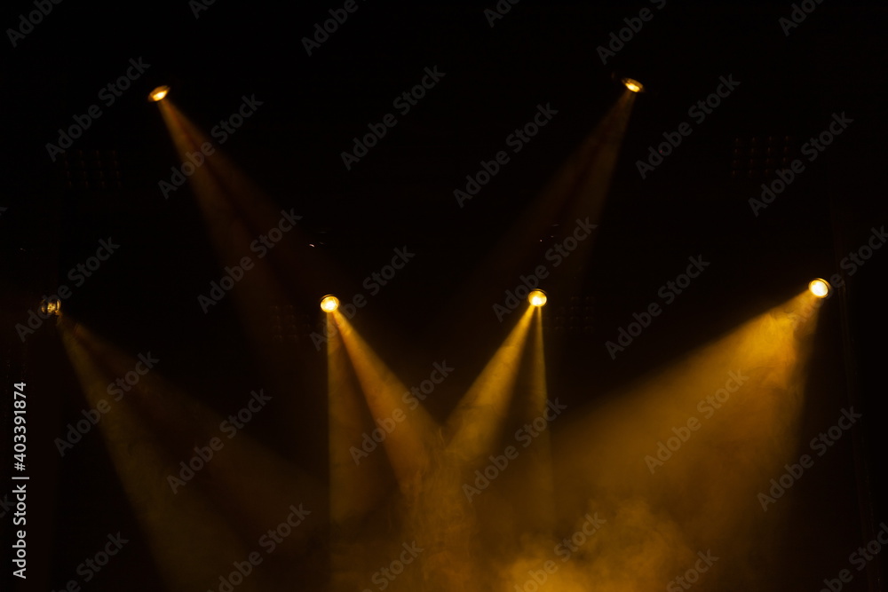 Stage light and smoke on stage, lighting and spotlights. Stock Photo