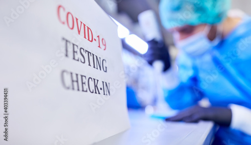 Check-in for Covid-19 rapid test in the laboratory of the clinic