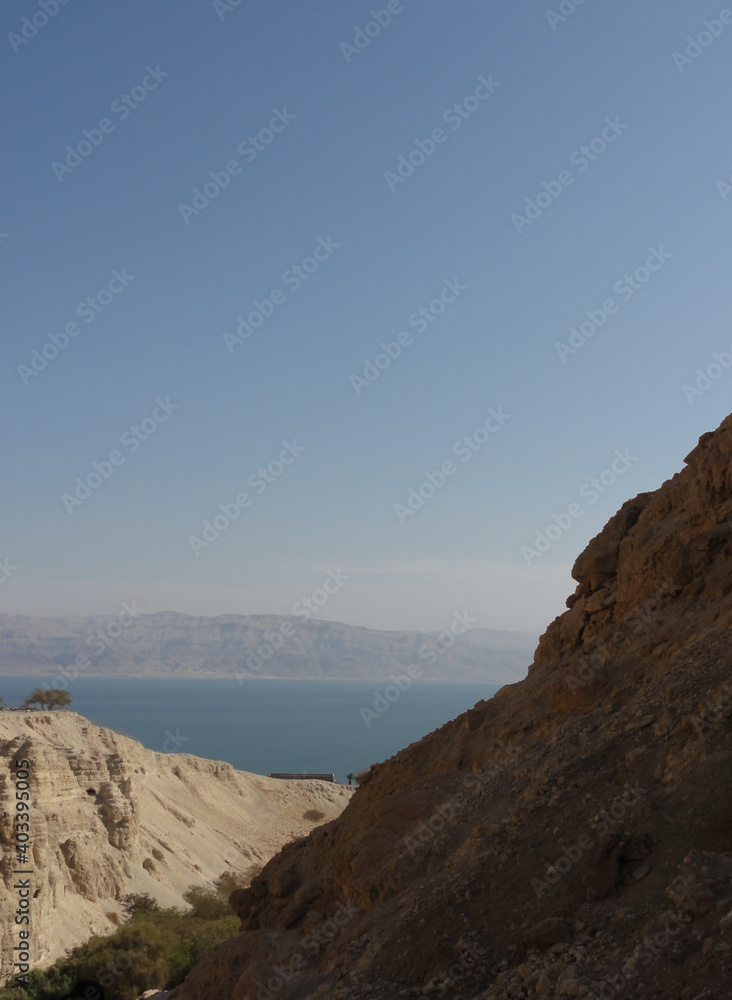 The view of the Dead Sea from the nature reserve Ein Gedi.