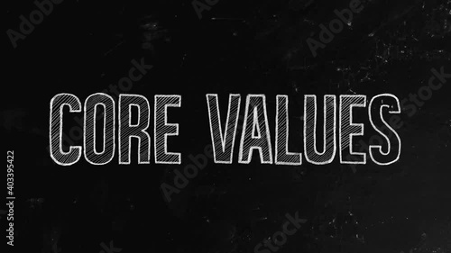 Core values concept written on blackboard