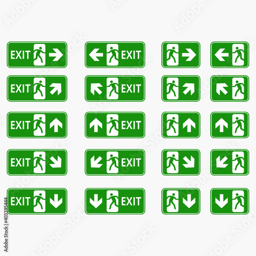 set of emergency exit icons