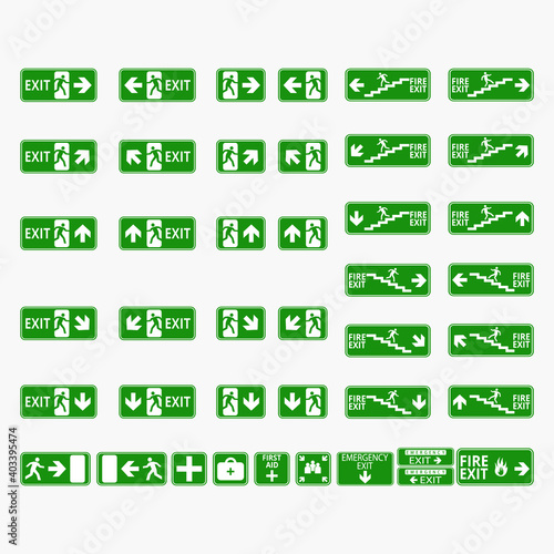 Set of  up and down startis emergency exit icons