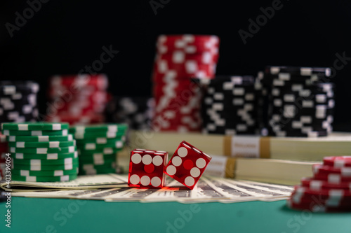 Casino Craps dice close up