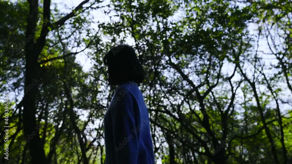 森林を歩く女性 森林を歩く女性