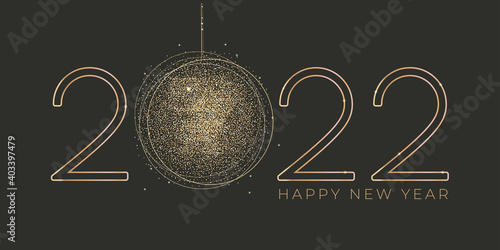 Happy New Year 2020 sparkle gold gray card wishes