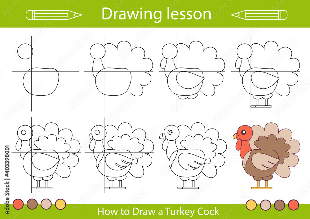 How To Draw A Turkey Step By Step For Kids