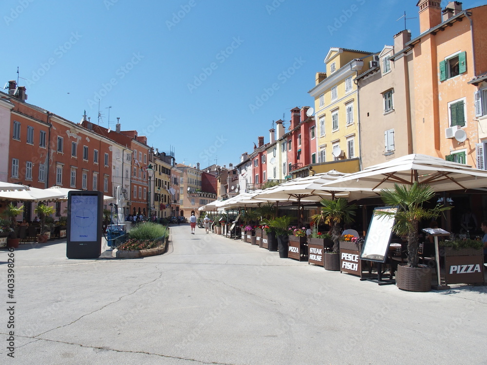 restaurants and shops at rovinj, croatia