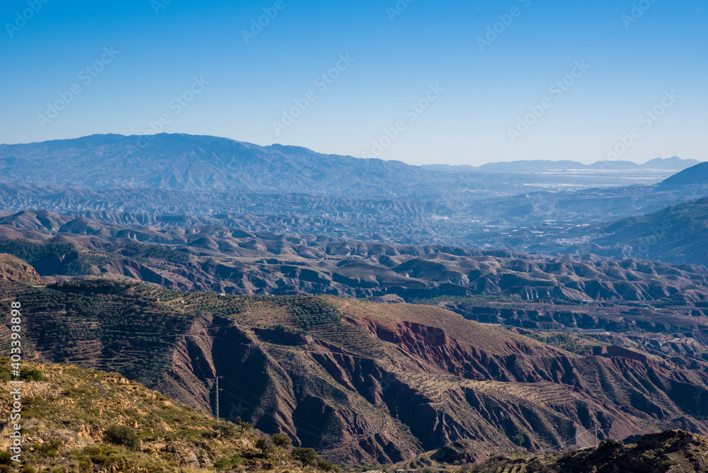 view of the tabernas desert from the Andarax valley, Almeria