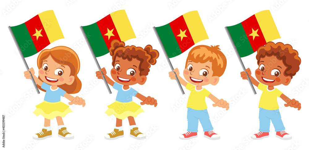 Fototapeta premium Cameroon flag in hand set