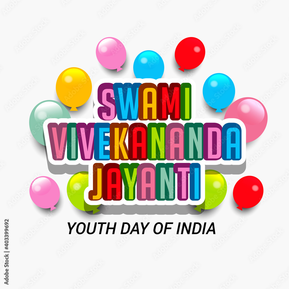 Vector illustration of Swami Vivekananda Jayanti, National Youth Day.